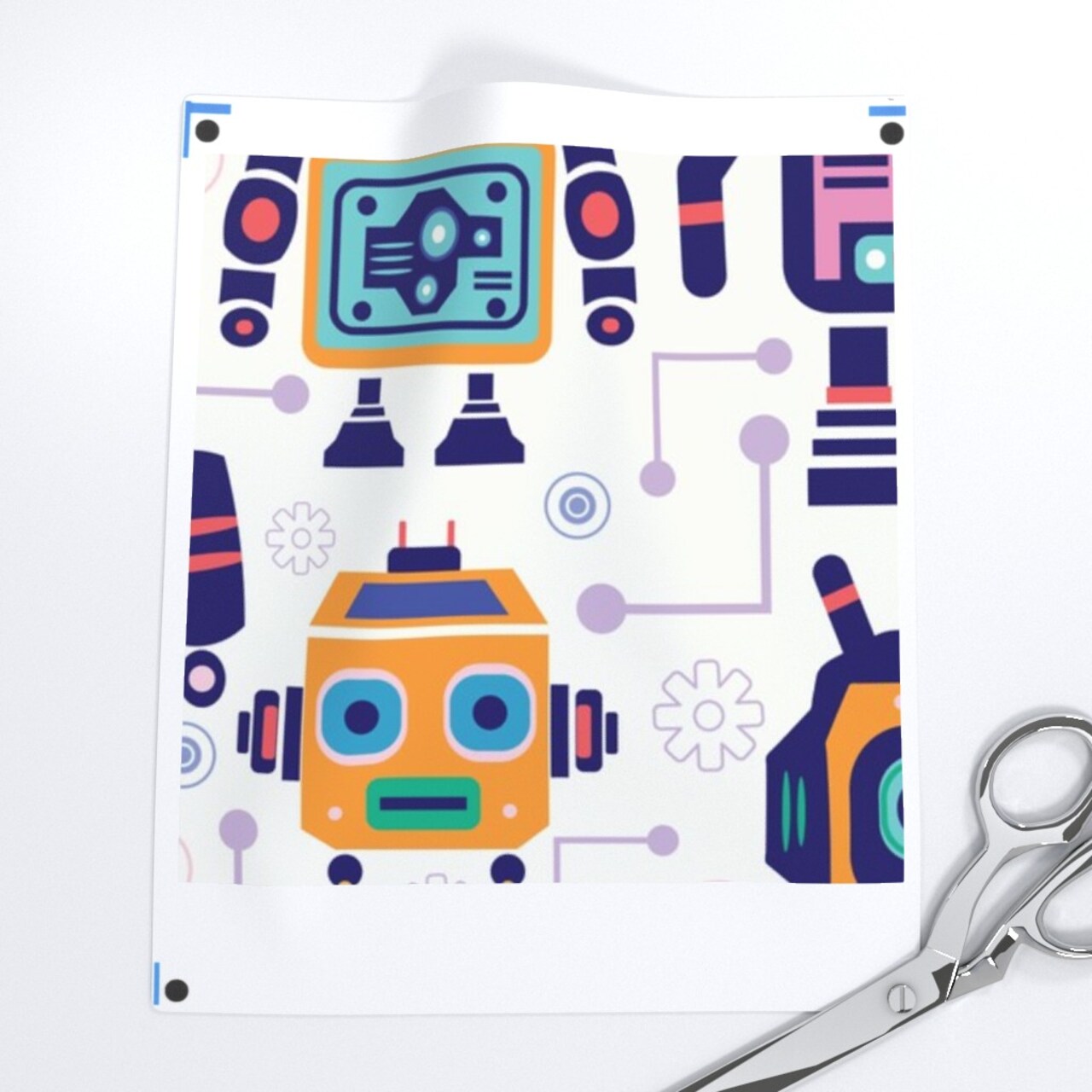 Fun Colorful Robots Novelty Kids Room Science Fiction Nursery Geek Robotics Custom Printed Fabric by Spoonflower Various Fabrics by the Yard or Fat Quarter